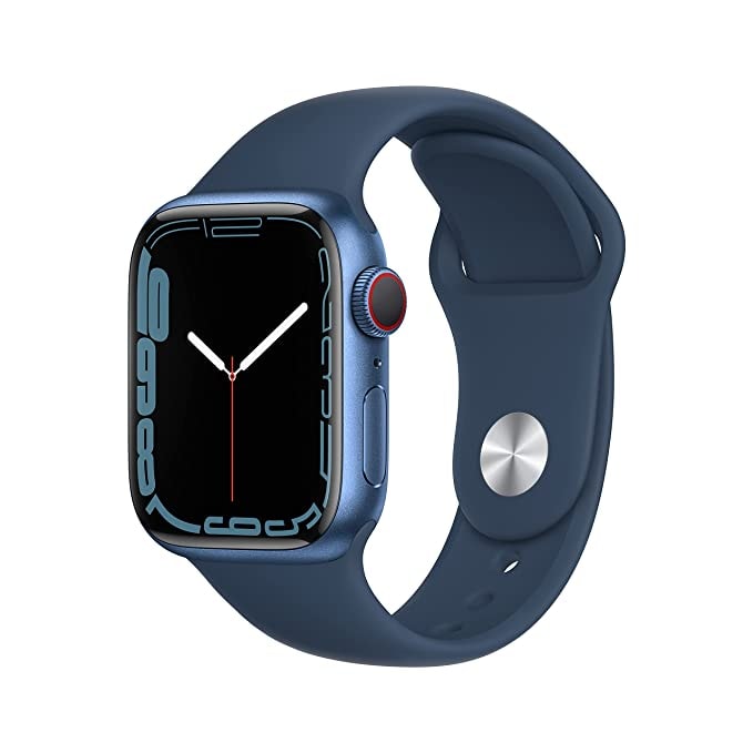 Apple Watch Series 7 (GPS + Cellular, 41mm) – Blue Aluminium Case with Abyss Blue Sport Band – Regular